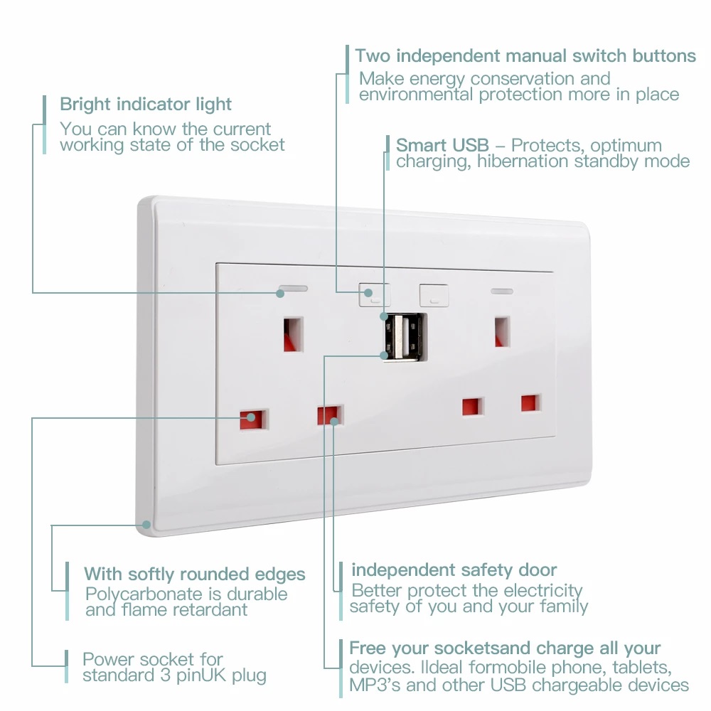  Smart Socket with USB Ports